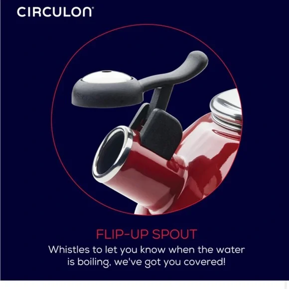 Circulon Enamel on Steel Whistling Teakettle - Picture 5 of 6